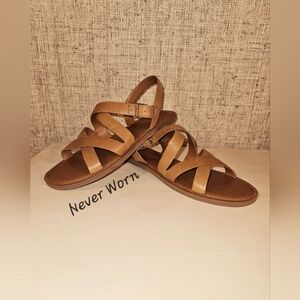 ⭐️ SOLD ⭐️ TOMS Women's Sicily sling back leather sandal, brown, size 8W